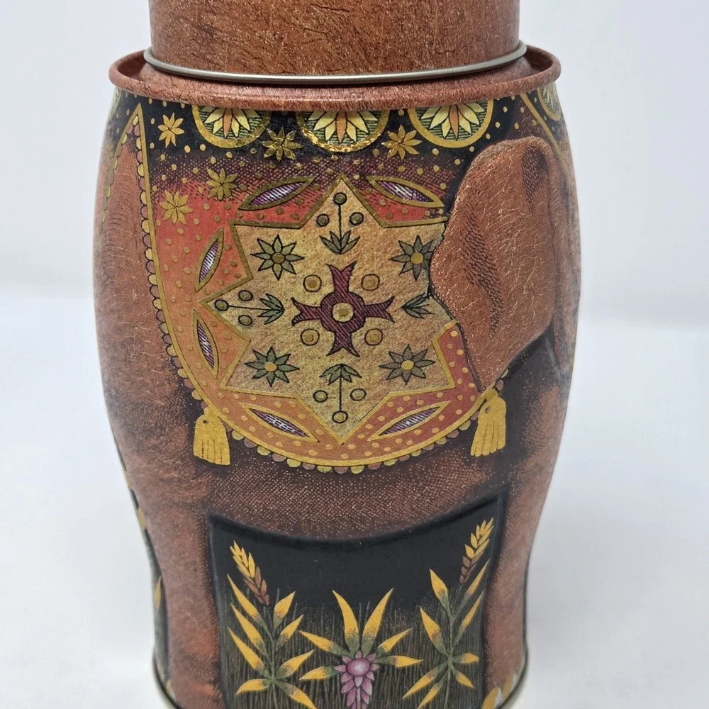 Williamson‎ & Magor Embossed Pink Elephant Metal Darjeeling Tea Tin Caddy